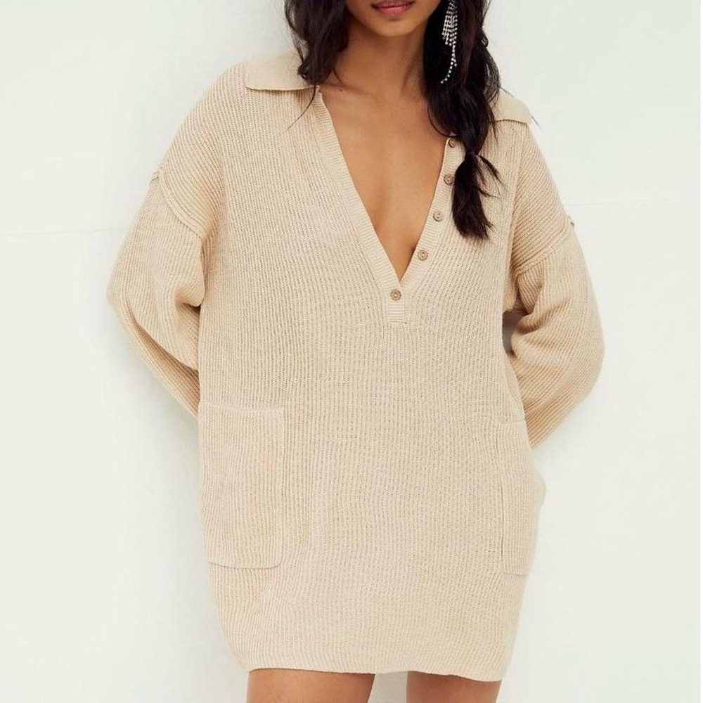 NWT Free People Cream Knit Mini Dress